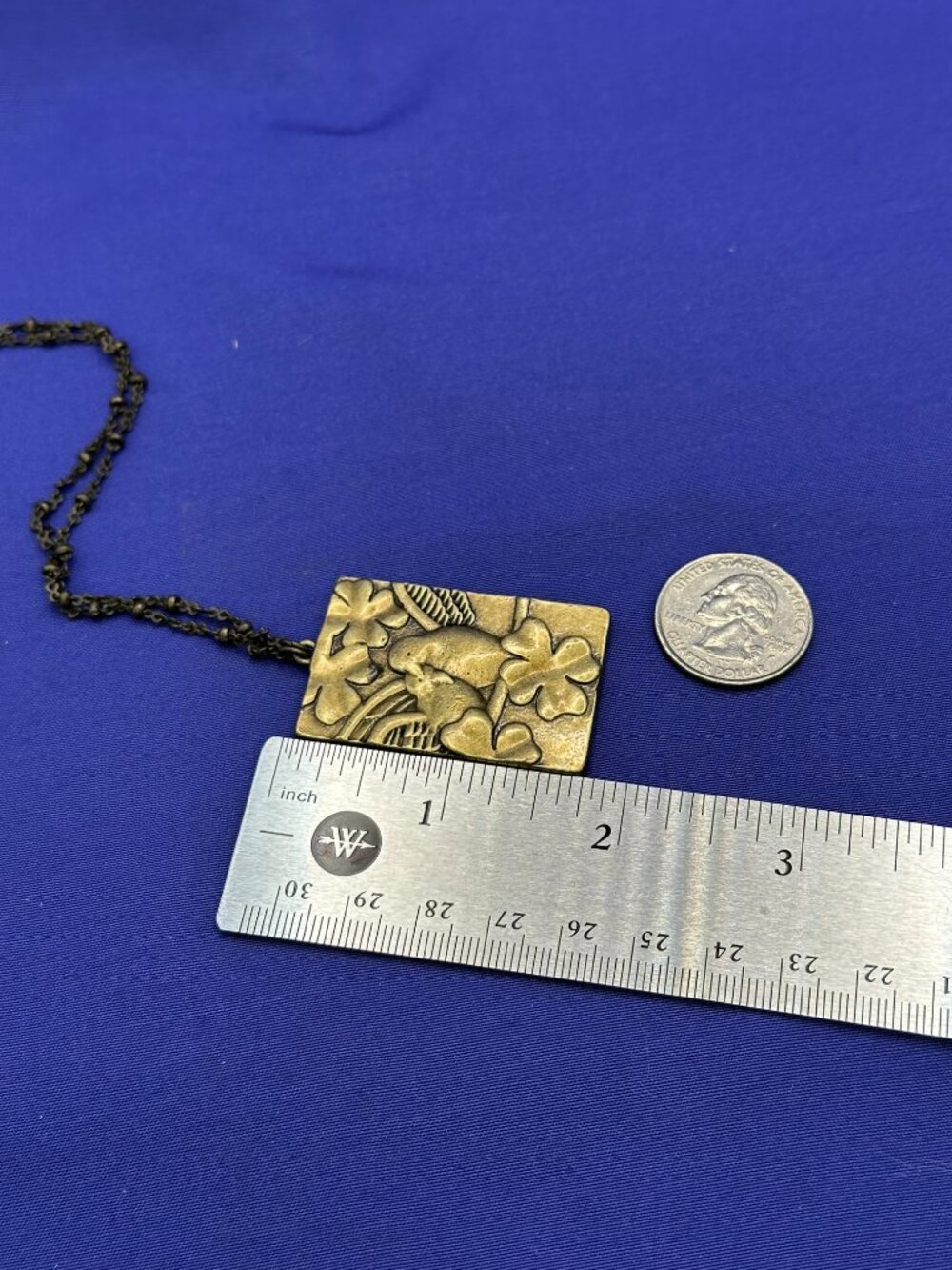 VTG Brass Reversible Queen of Hearts/Lovebirds Pendant Necklace - Picture 7 of 12